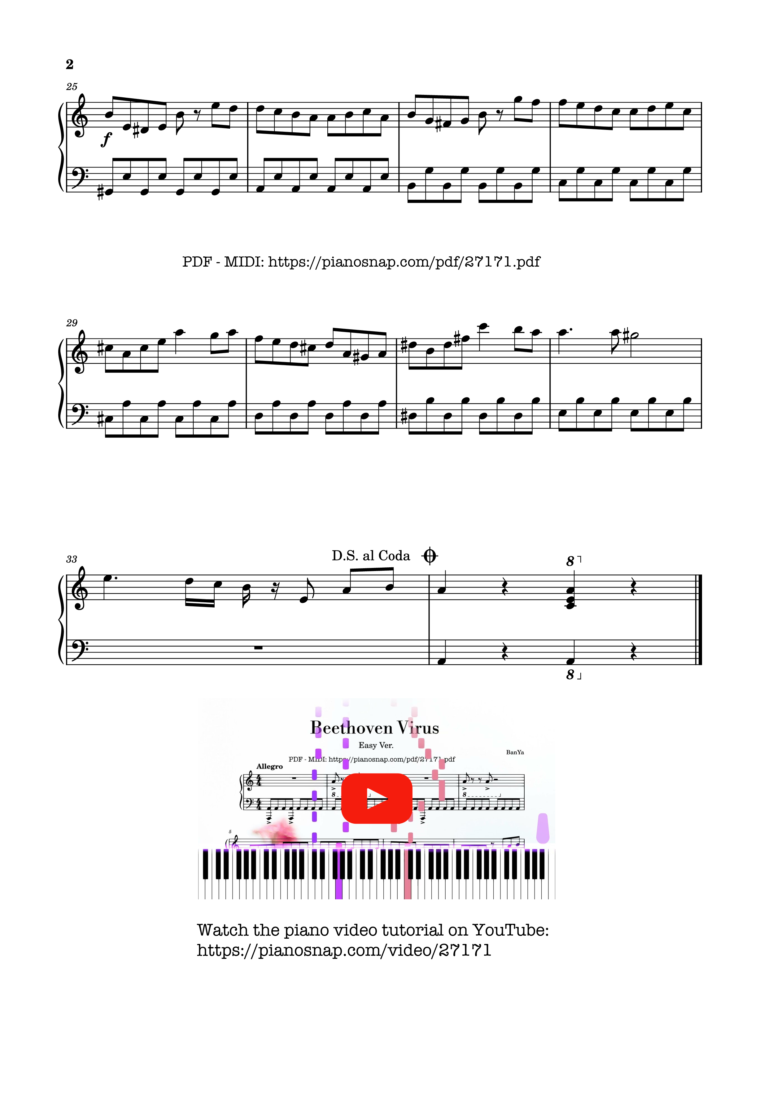 Page 2 of Sheet music PDF Piano Beethoven Virus (easy) - Ludwig Van Beethoven