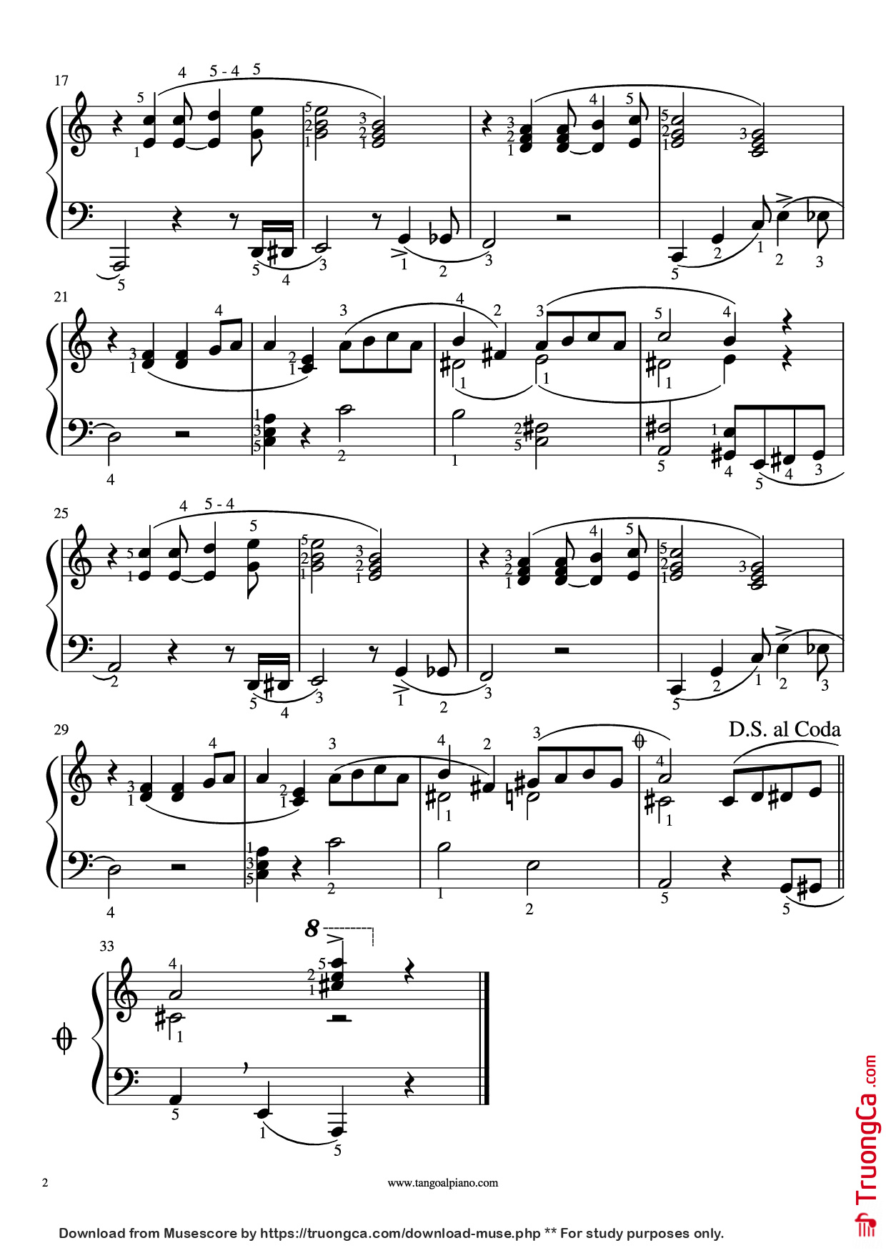 Page 2 of Sheet music PDF Piano Por una cabeza Piano - Música: Carlos Gardel Arreglo didáctico: Javier Tucat Moreno