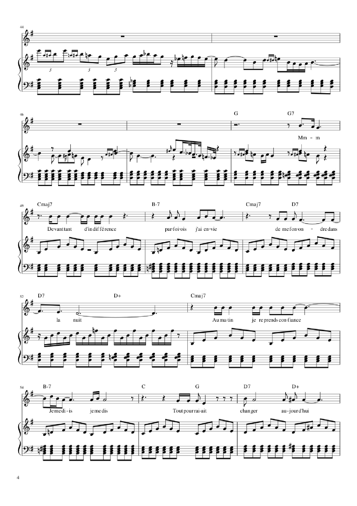 Page 4 of Sheet music PDF Piano Love me, please love me Piano - Musique : Michel Polnareff