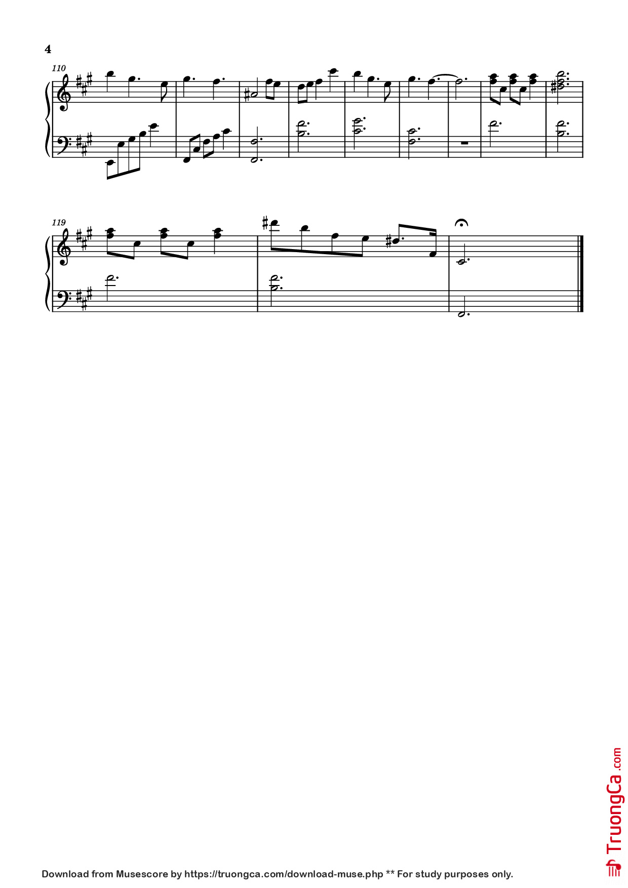 Page 4 of Sheet music PDF Piano 灯火未眠 Piano (Đăng Hỏa Vị Miên) - 熙月月