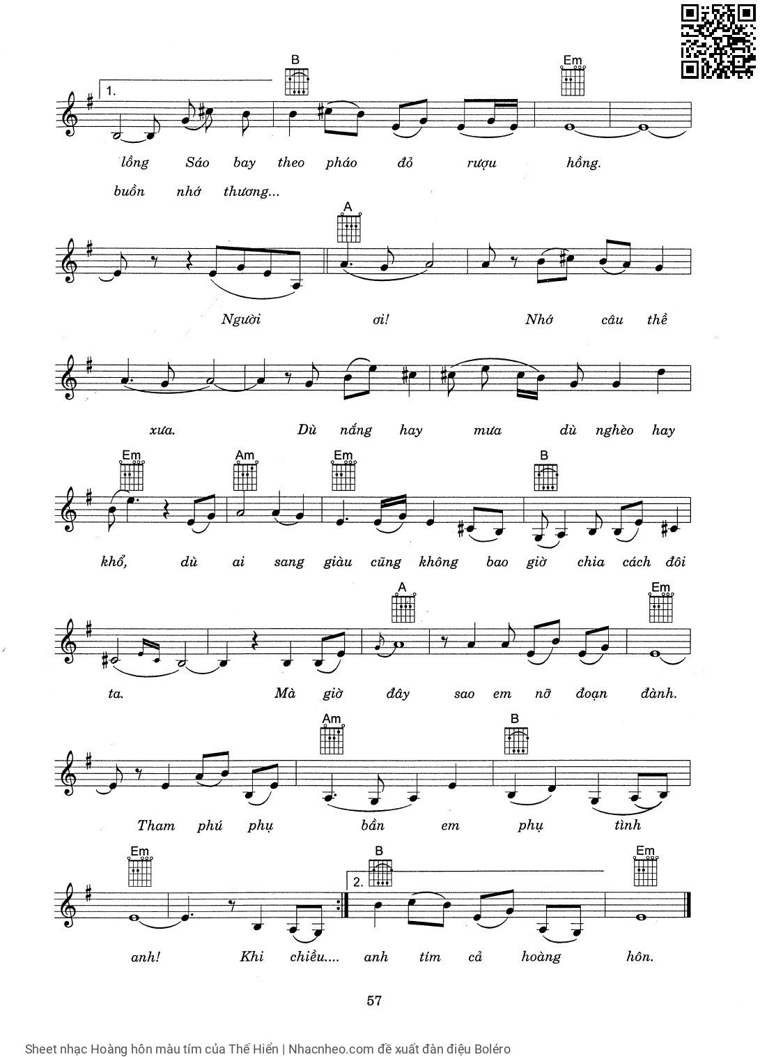 Page 2 of Sheet music PDF Hoàng hôn màu tím - Thế Hiển