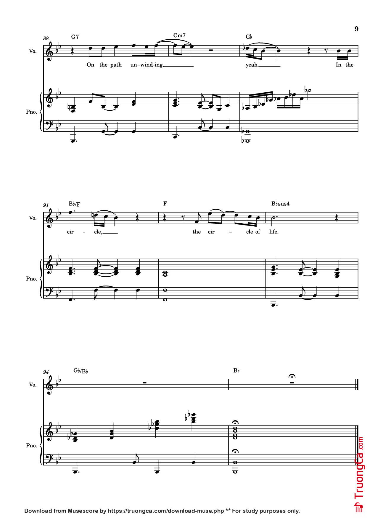 Page 9 of Sheet music PDF Piano Circle of Life Piano & Vocal - Elton John