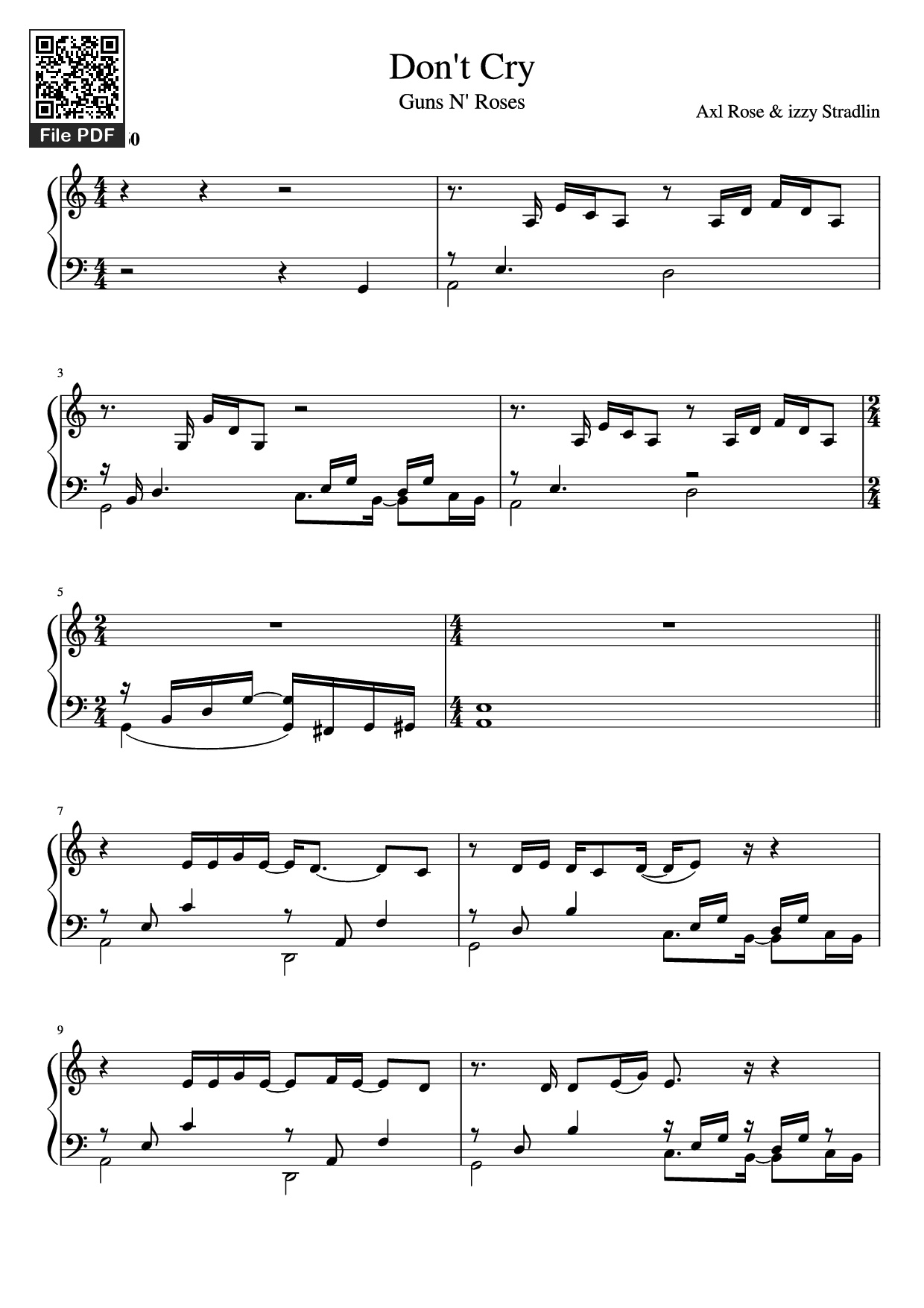 Page 1 of Sheet music PDF Piano Don