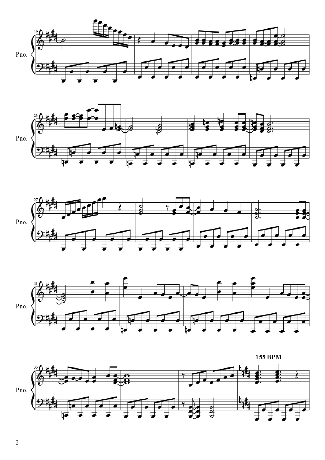 Page 2 of Sheet music PDF Piano Dragon Ball Z Piano - Arr.: Javier Alonso Silva