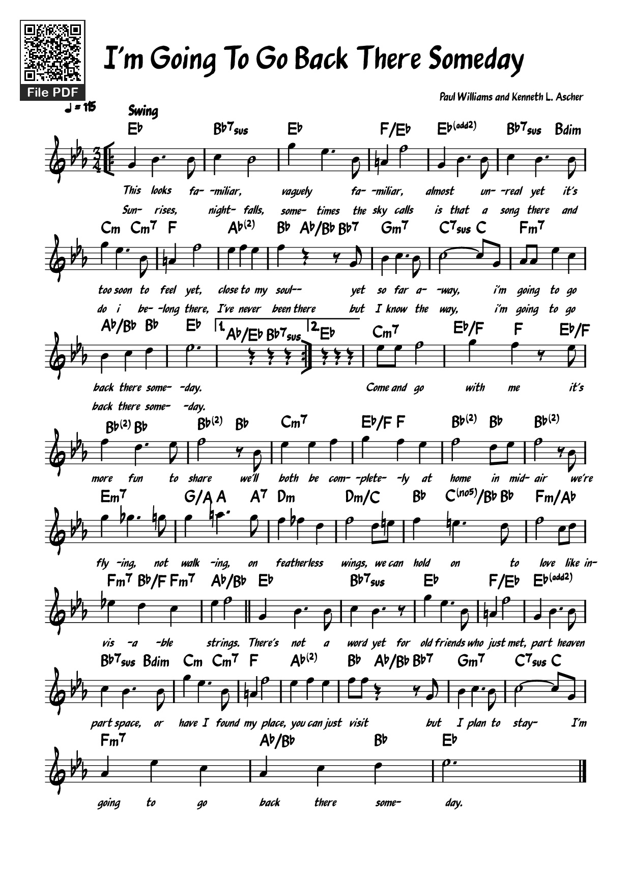 Sheet PDF of I'm Going To Go Back There Someday Piano