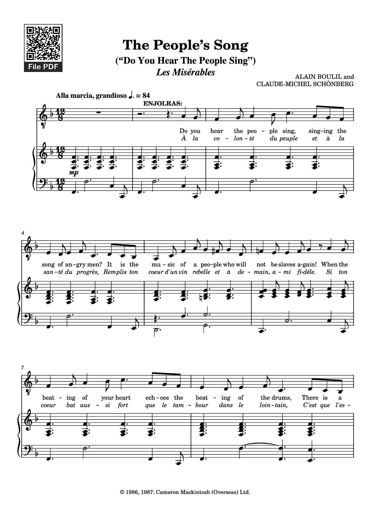 Page 1 of Sheet music PDF The People’s Song Piano - ALAIN BOULIL and