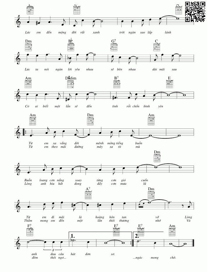 Page 2 of Sheet music PDF Hoang vắng - Quốc Dũng