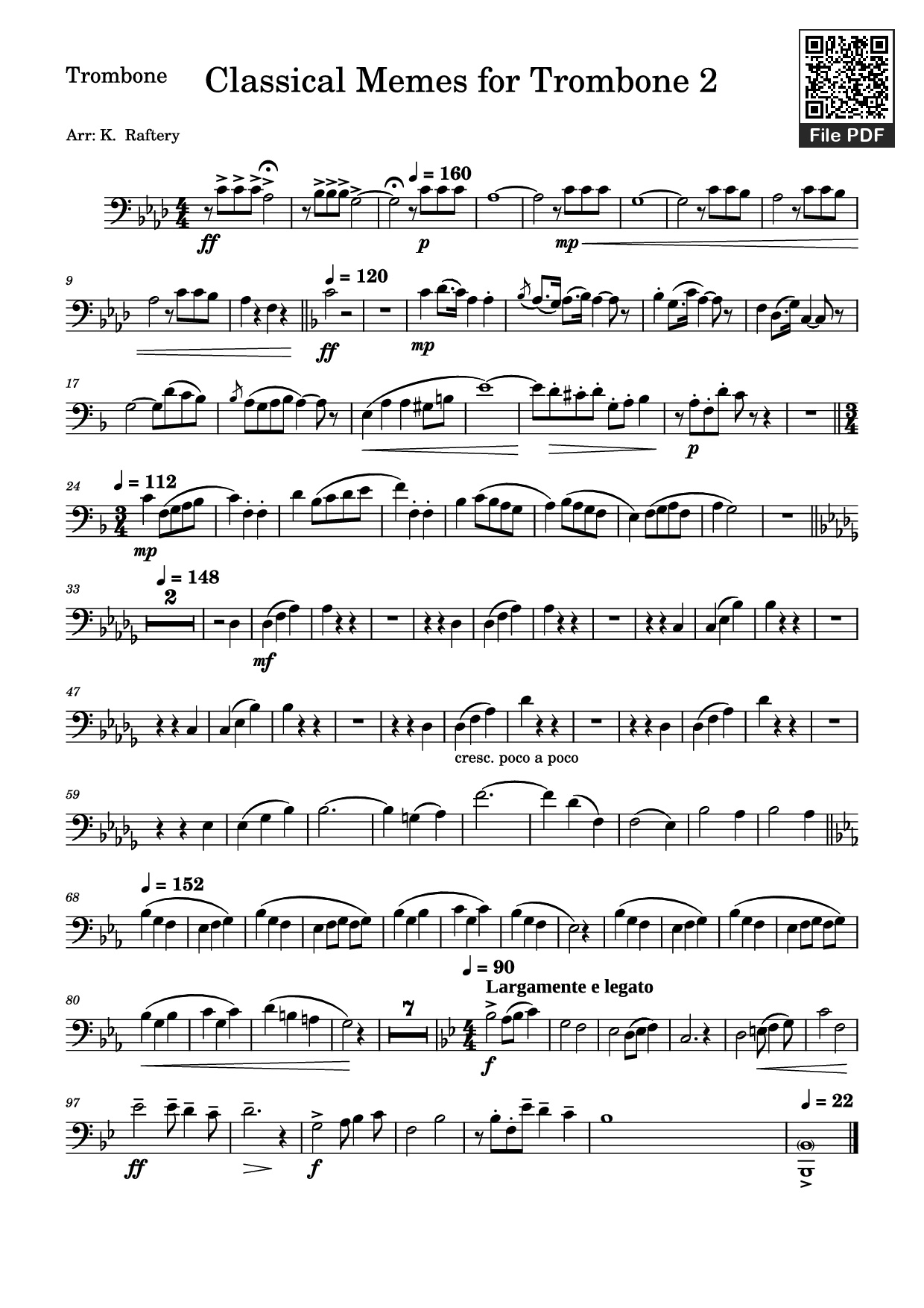 Sheet PDF of Classical Memes for Trombone 2