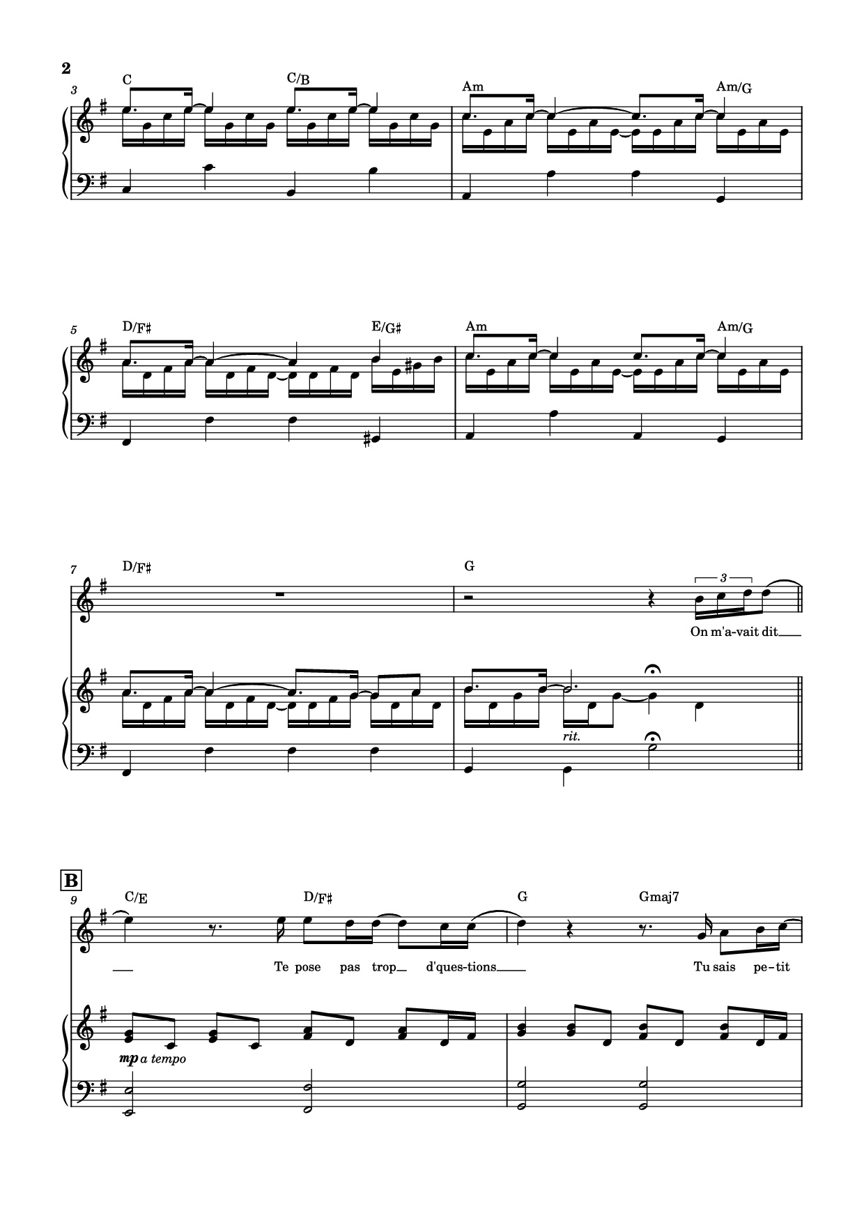 Page 2 of Sheet music PDF Piano Qui a le droit Piano - Patrick Bruel