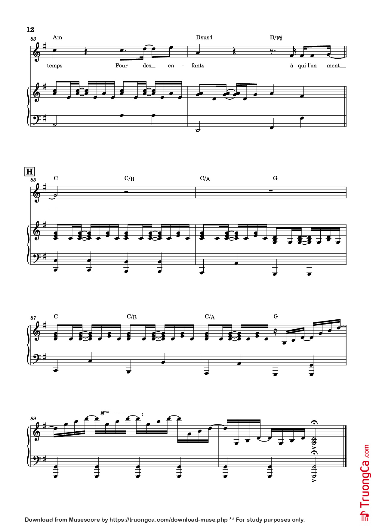 Page 12 of Sheet music PDF Piano Qui a le droit Piano - Patrick Bruel