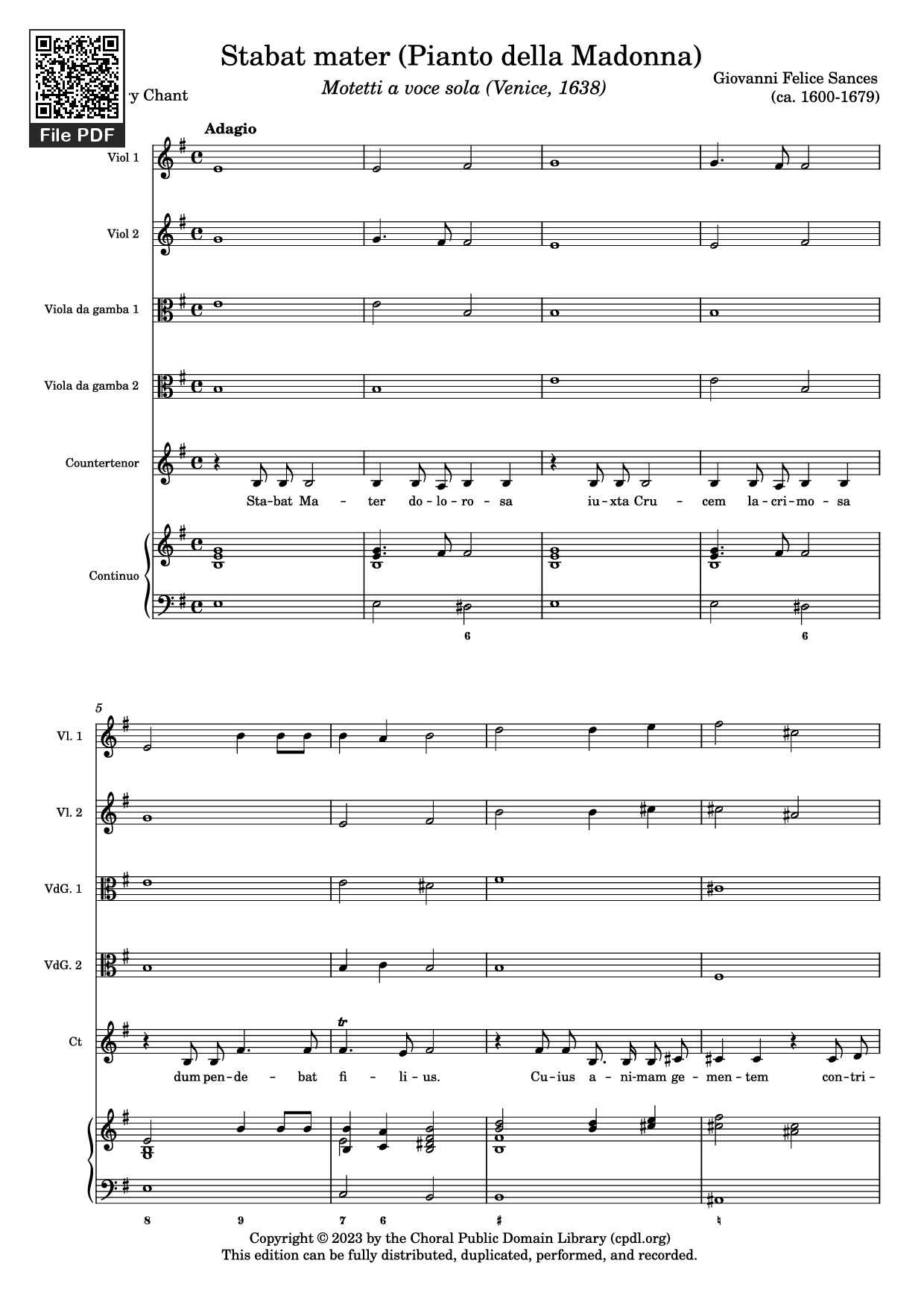 Page 1 of Sheet music PDF Piano Stabat mater (Pianto della Madonna) Piano - Giovanni Felice Sances