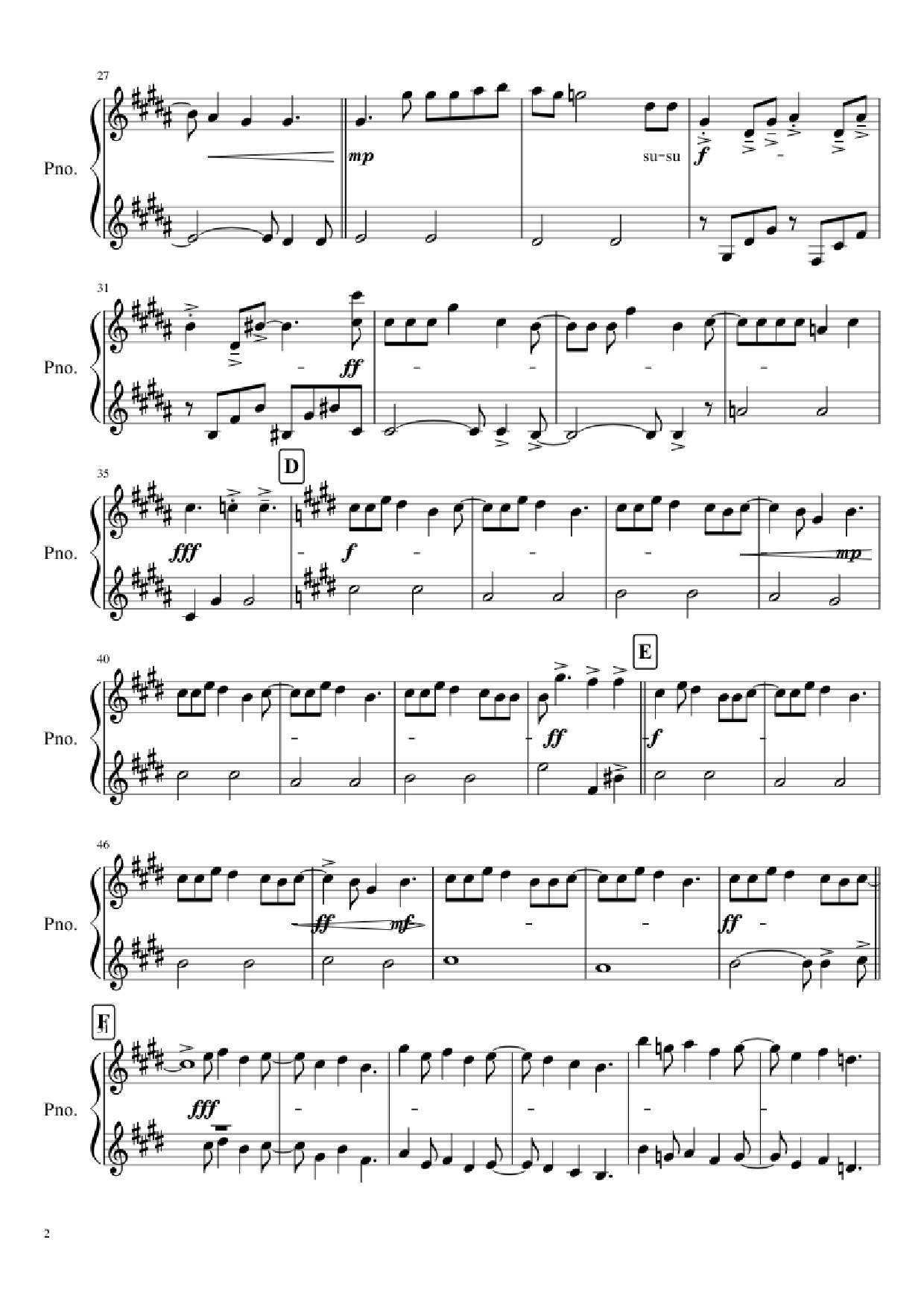 Page 2 of Sheet music PDF Piano guren no yumiya Piano - Volla & Alecca vers