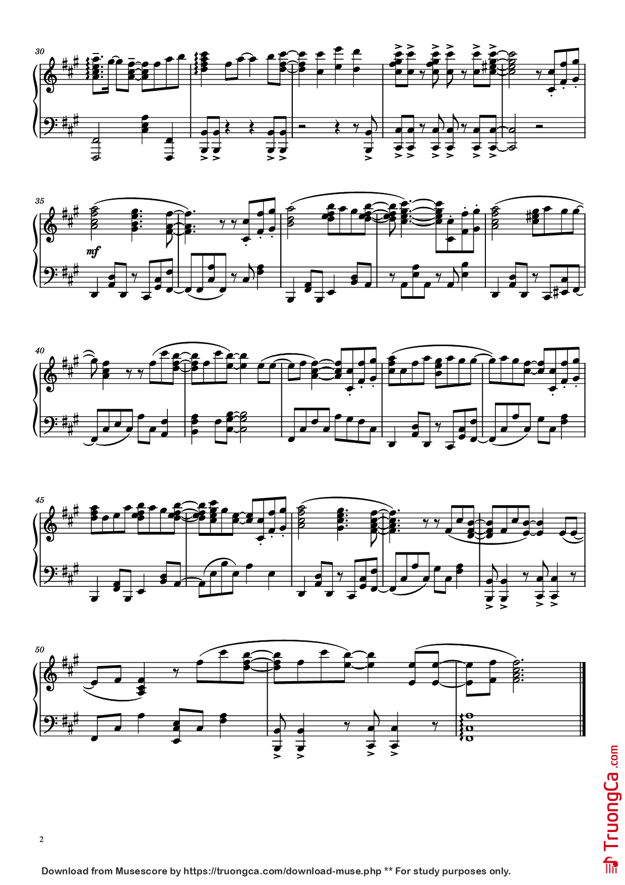 Page 2 of Sheet music PDF Piano Blue bird Piano - Ikimonogakari