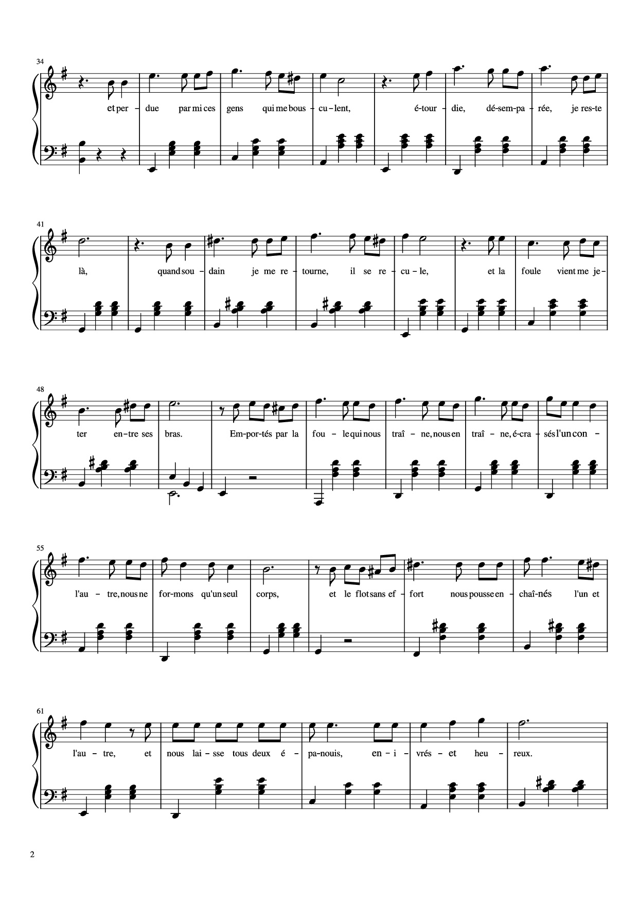 Page 2 of Sheet music PDF Piano La Foule Piano - Musique: Ángel Cabral