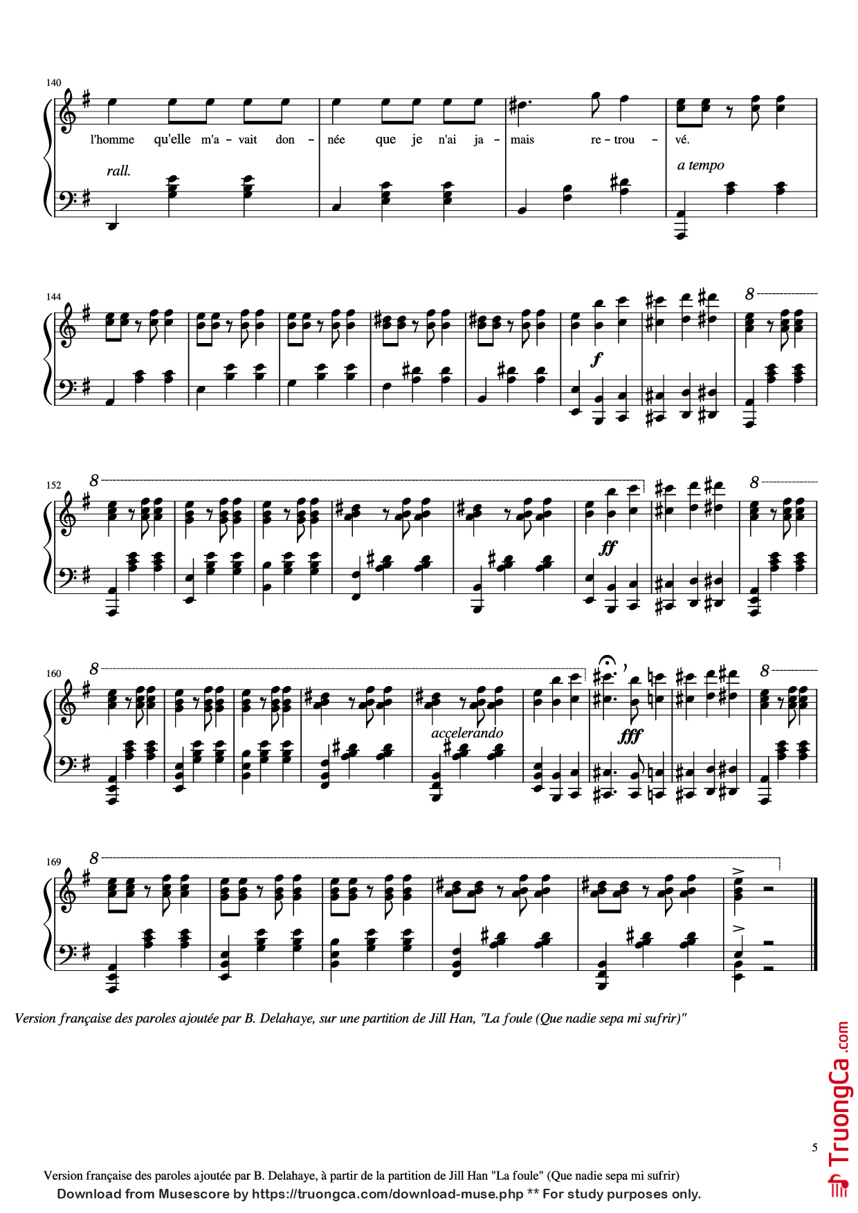 Page 5 of Sheet music PDF Piano La Foule Piano - Musique: Ángel Cabral
