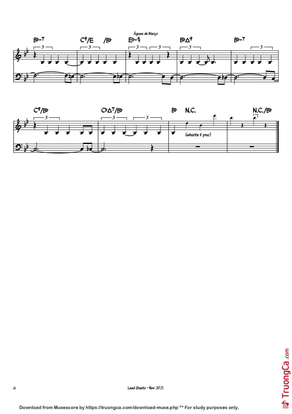 Page 6 of Sheet music PDF Piano Águas de Março Piano - Antônio Carlos Jobim