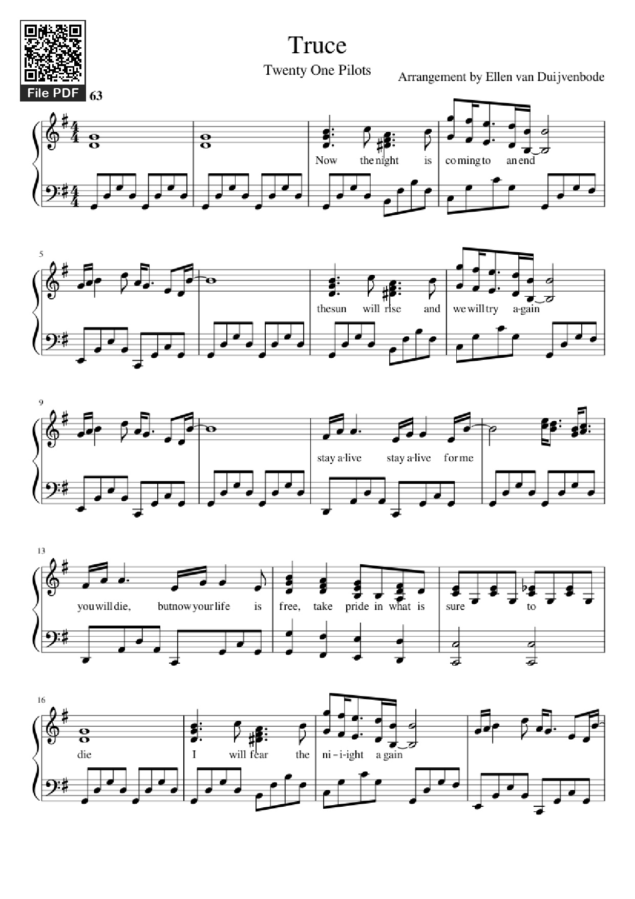 Page 1 of Sheet music PDF Piano Truce Piano - Ellen van Duijvenbode
