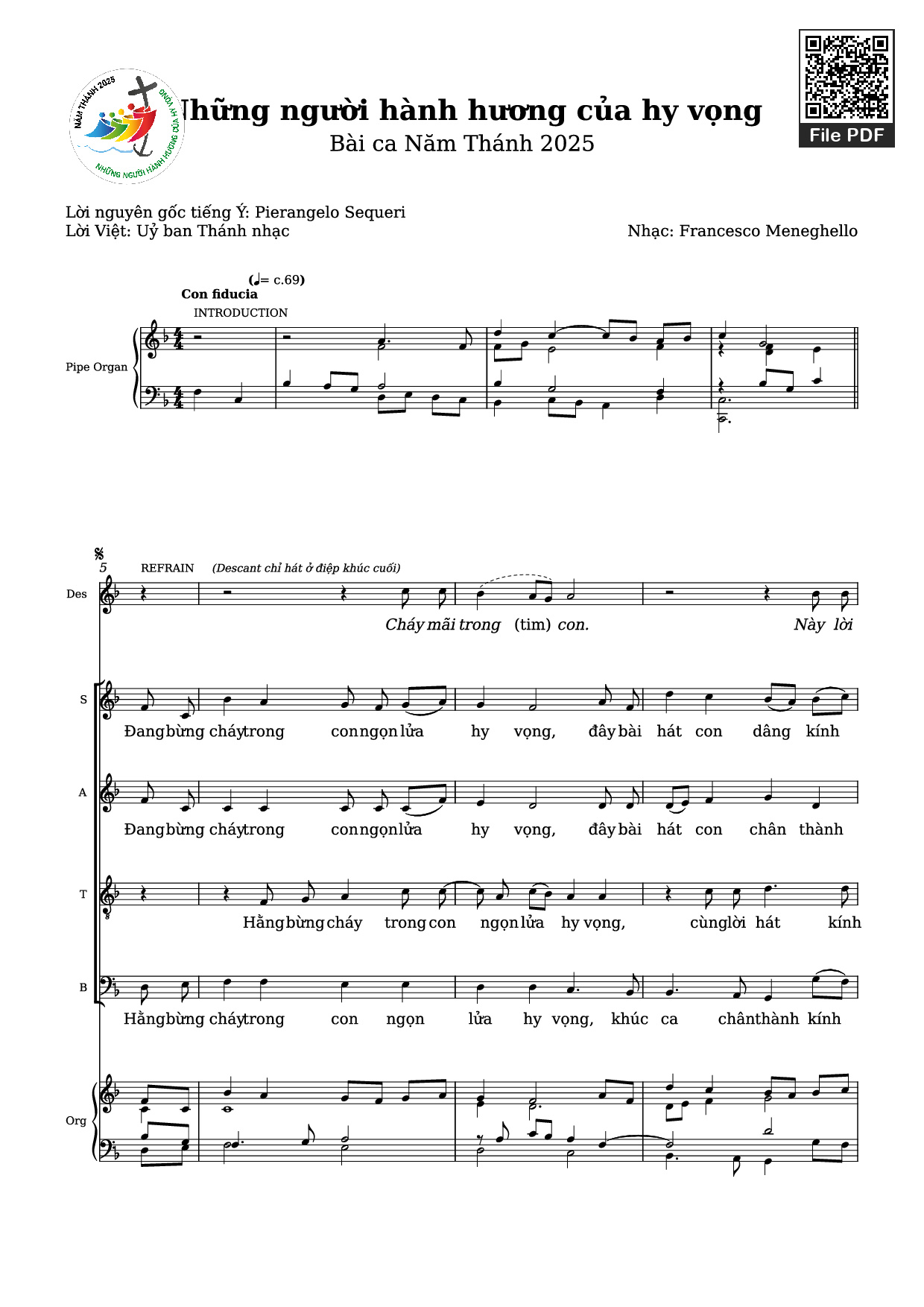 Sheet PDF of Những người hành hương của hy vọng (Bè SATB)