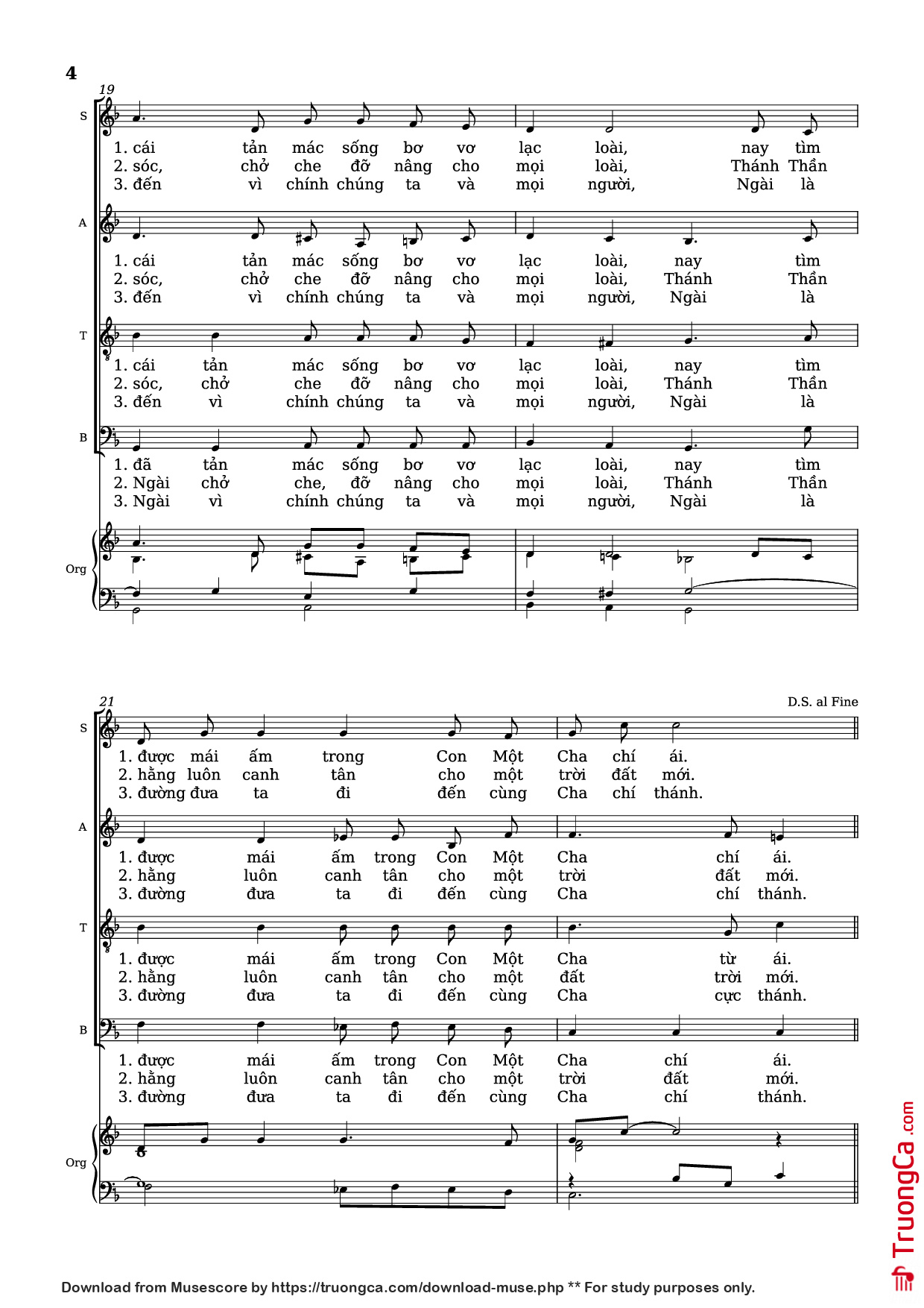 Page 4 of Sheet music PDF Guitar Tab Những người hành hương của hy vọng (Bè SATB) - Nhạc: Francesco Meneghello