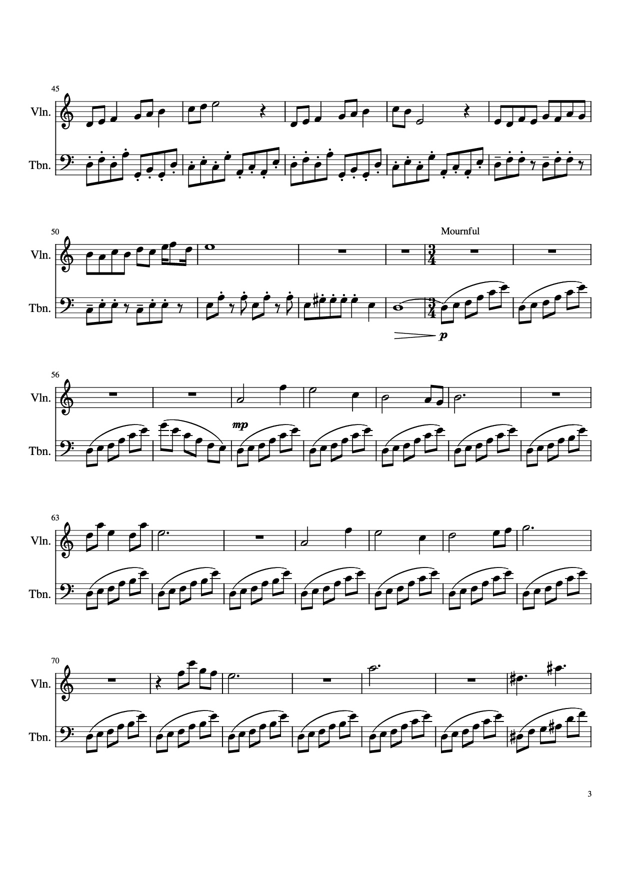 Page 3 of Sheet music PDF Hylian Duet Violin - Original Composers: Koji Kondo