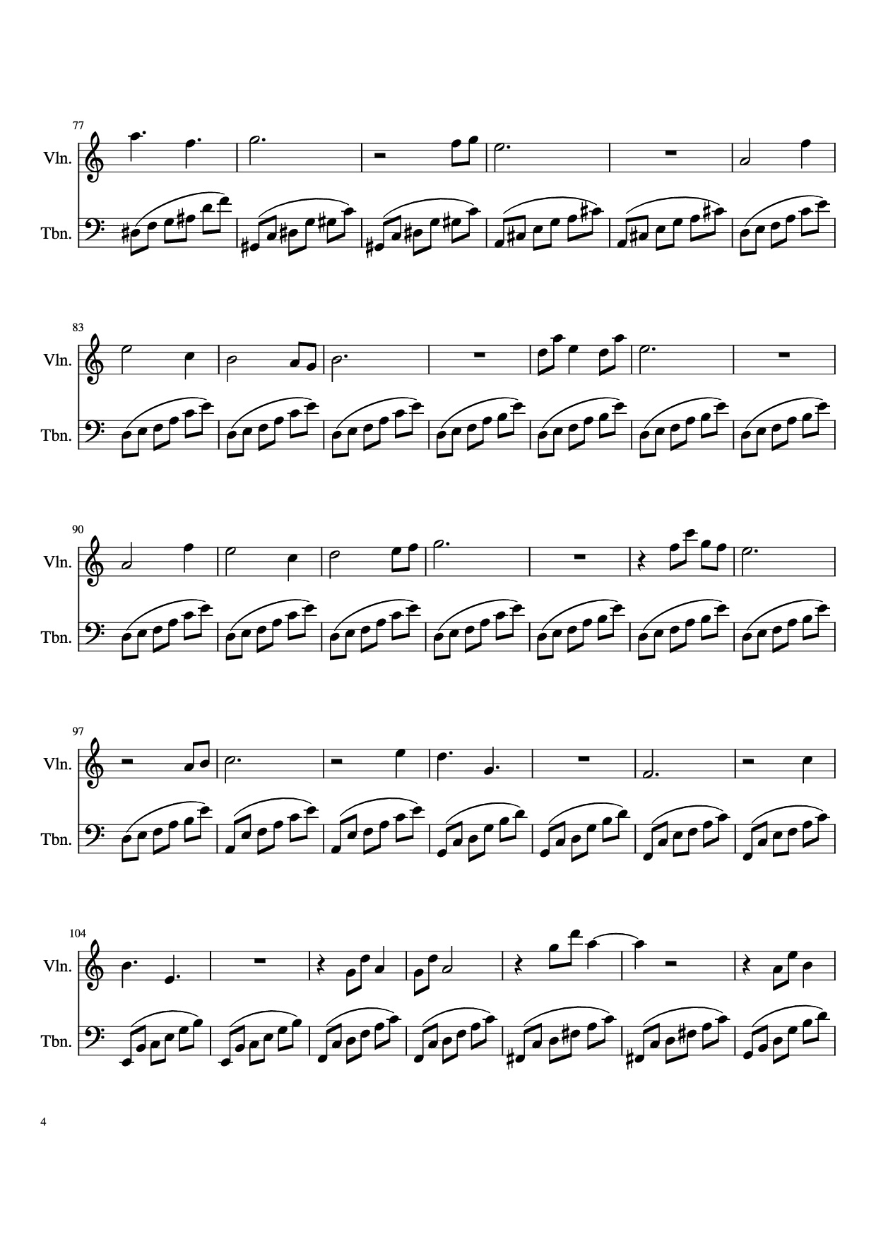 Page 4 of Sheet music PDF Hylian Duet Violin - Original Composers: Koji Kondo