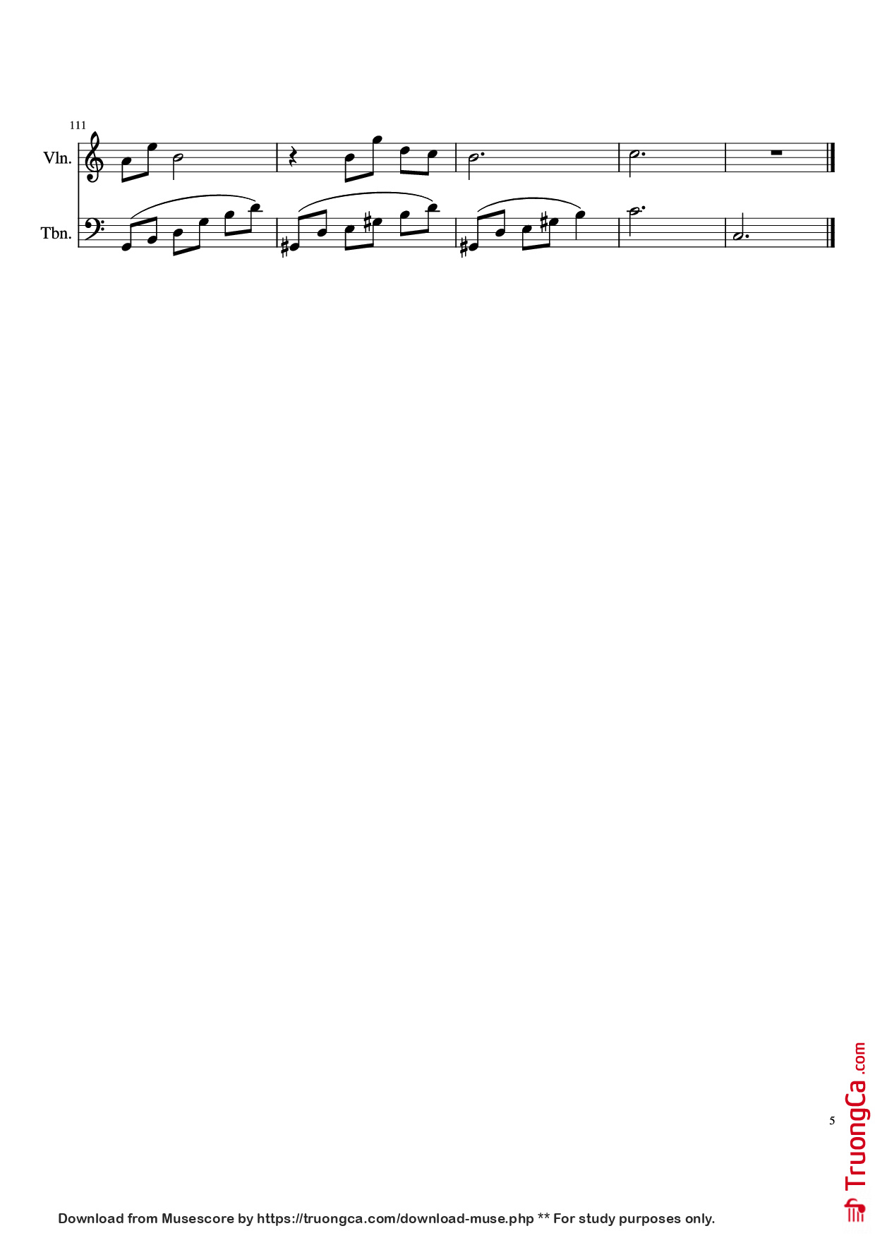 Page 5 of Sheet music PDF Hylian Duet Violin - Original Composers: Koji Kondo