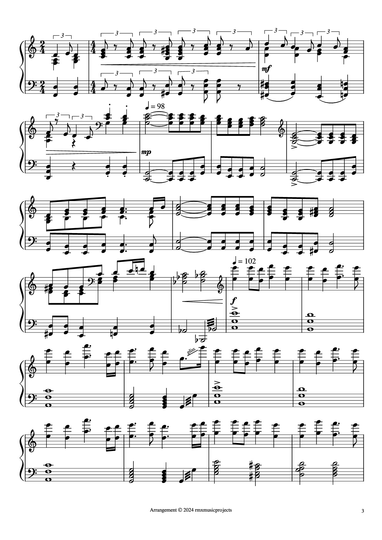 Page 3 of Sheet music PDF Piano Dragonheart - The World of the Heart Piano - Music by Randy Edelman