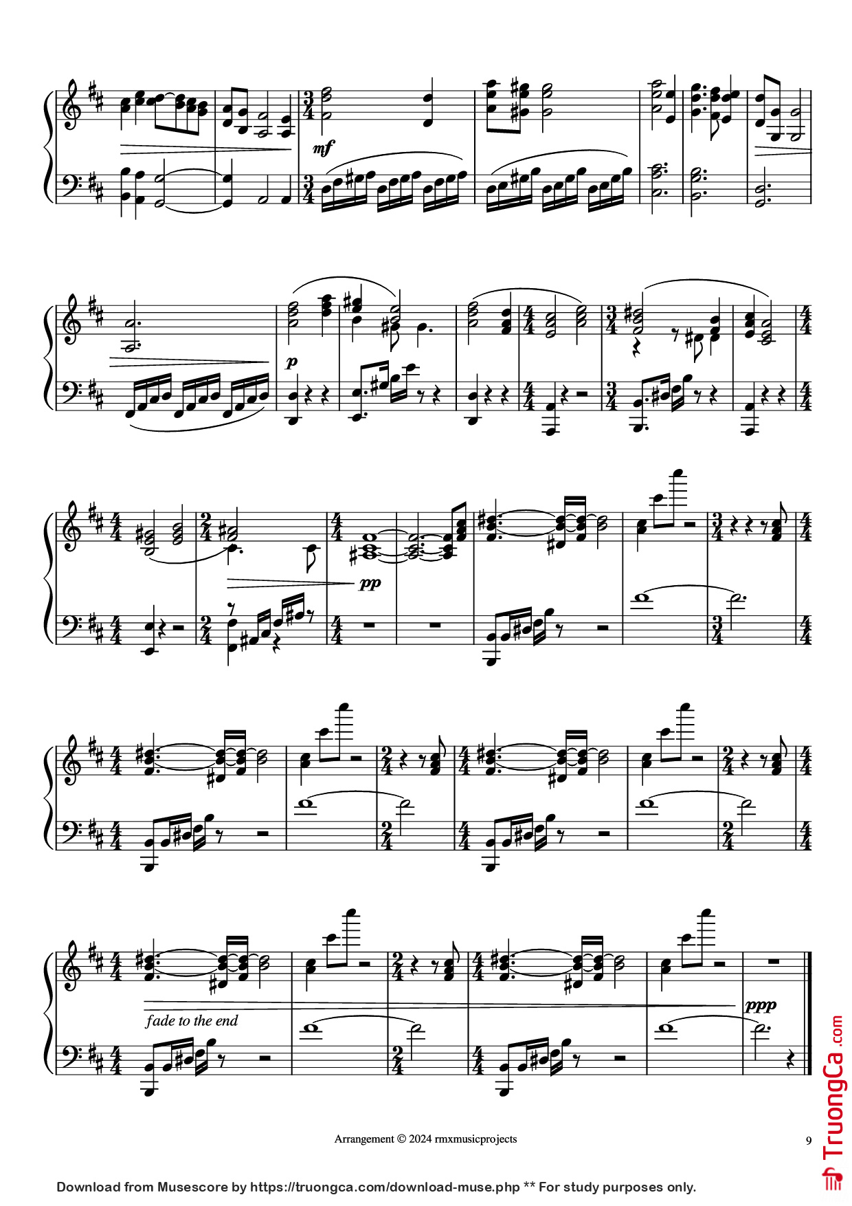 Page 9 of Sheet music PDF Piano Willow - Ending & End Credits Piano - Music by James Horner