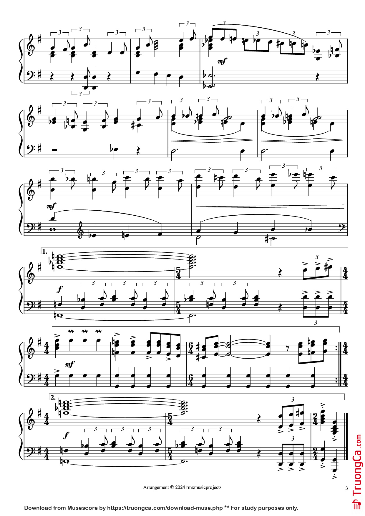 Page 3 of Sheet music PDF Piano The Young Indiana Jones Chronicles - Main Title Piano - Music by Laurence Rosenthal