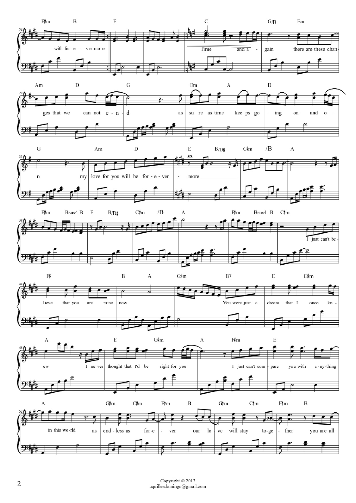 Page 2 of Sheet music PDF Piano Forevermore Piano - SIDE A