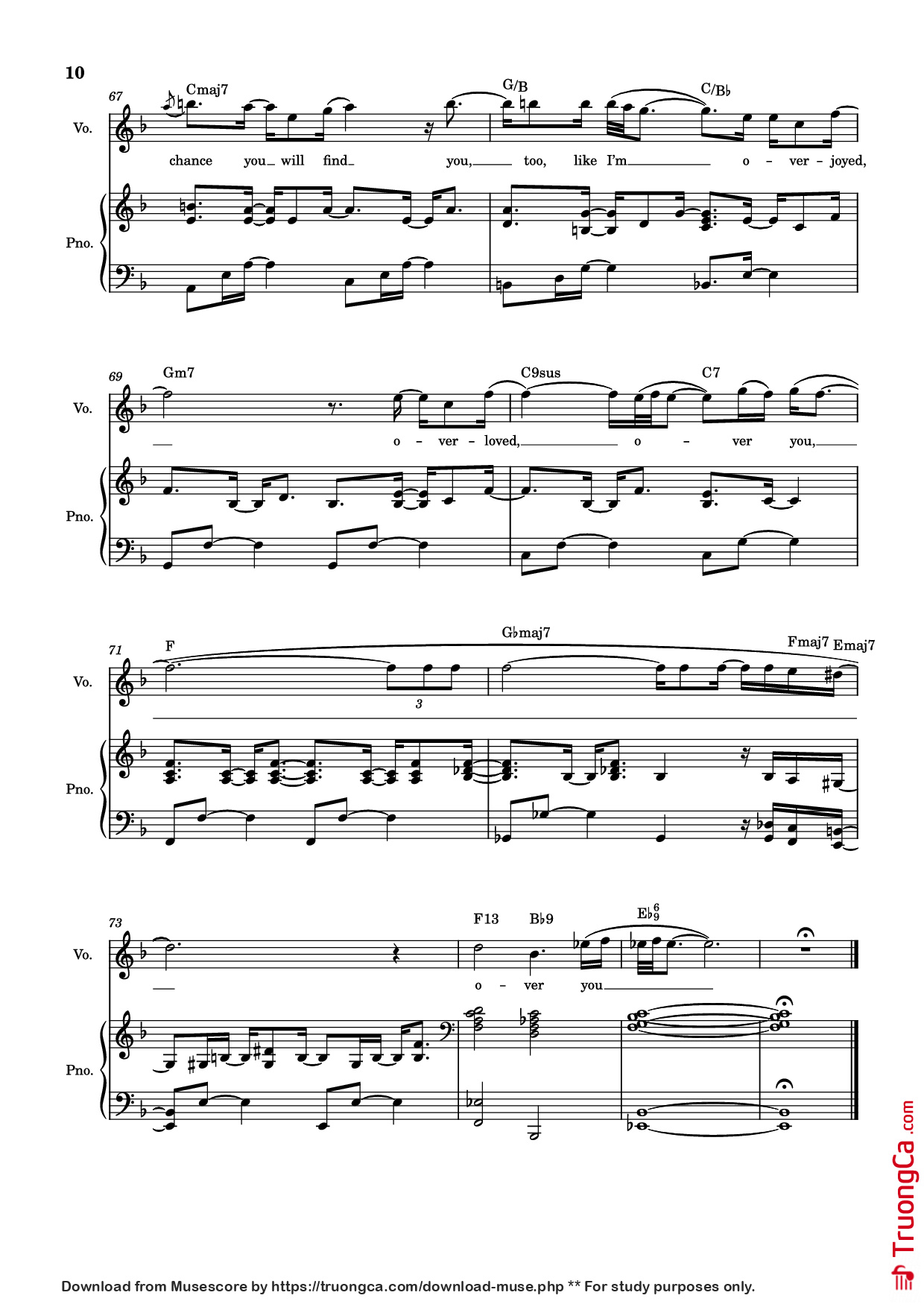Page 10 of Sheet music PDF Piano Overjoyed Piano-vocal - Stevie Wonder
