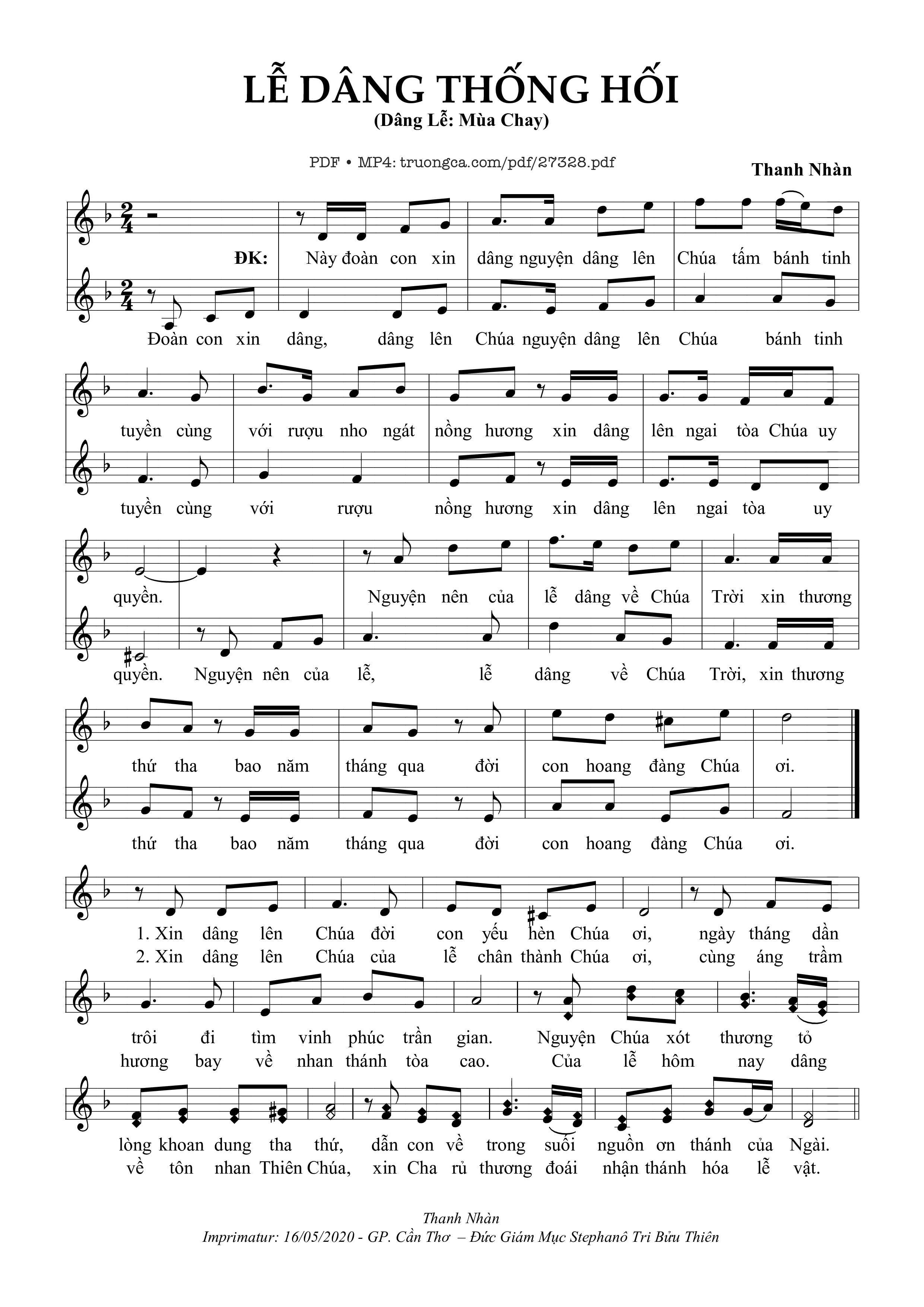 Sheet PDF of Lễ Dâng Thống Hối