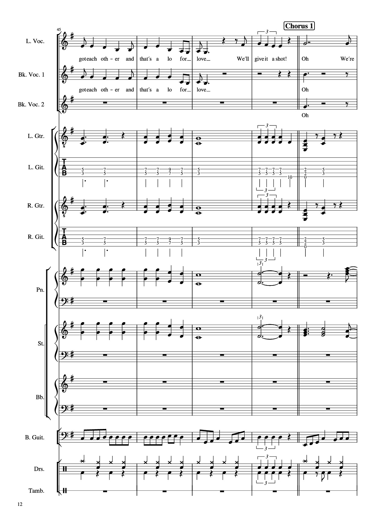 Page 12 of Sheet music PDF Piano Guitar Tab Livin