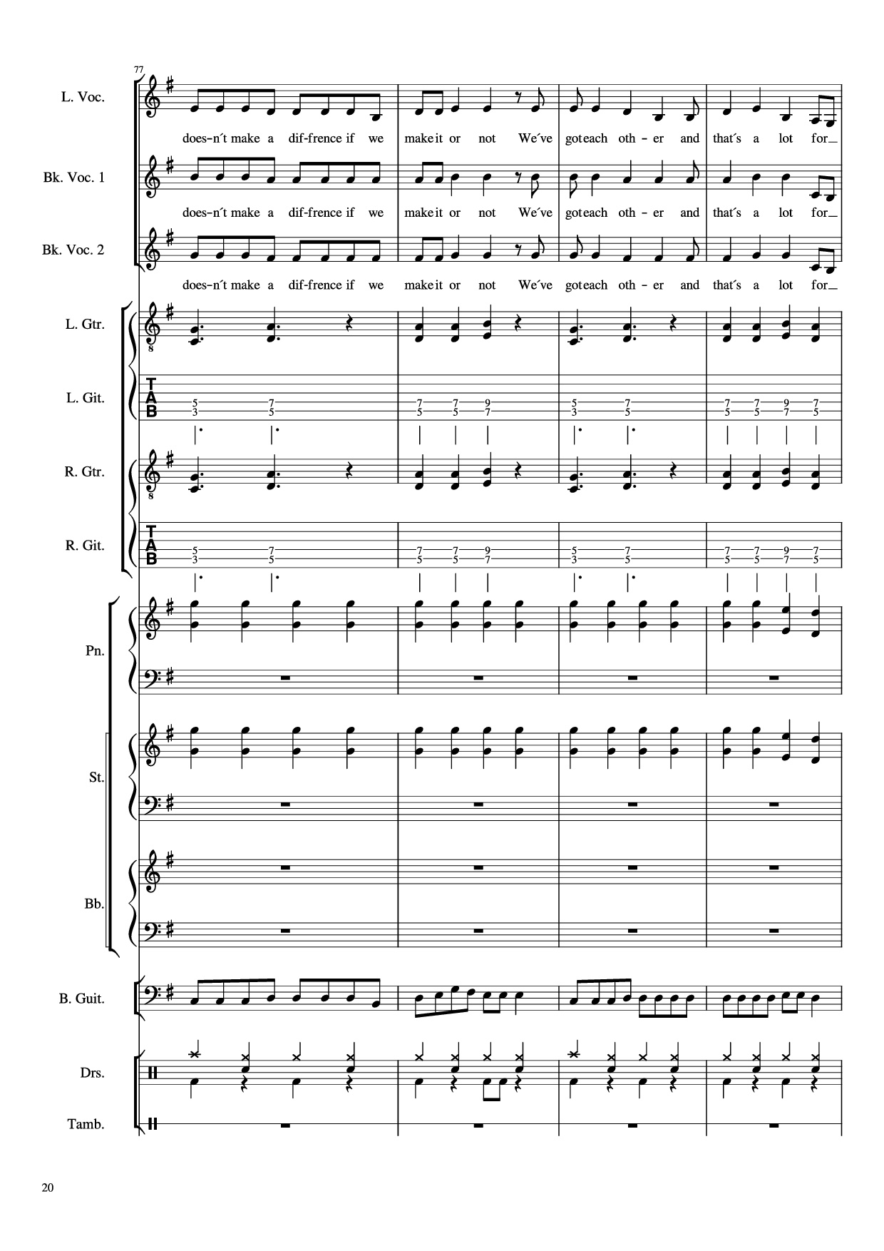 Page 20 of Sheet music PDF Piano Guitar Tab Livin