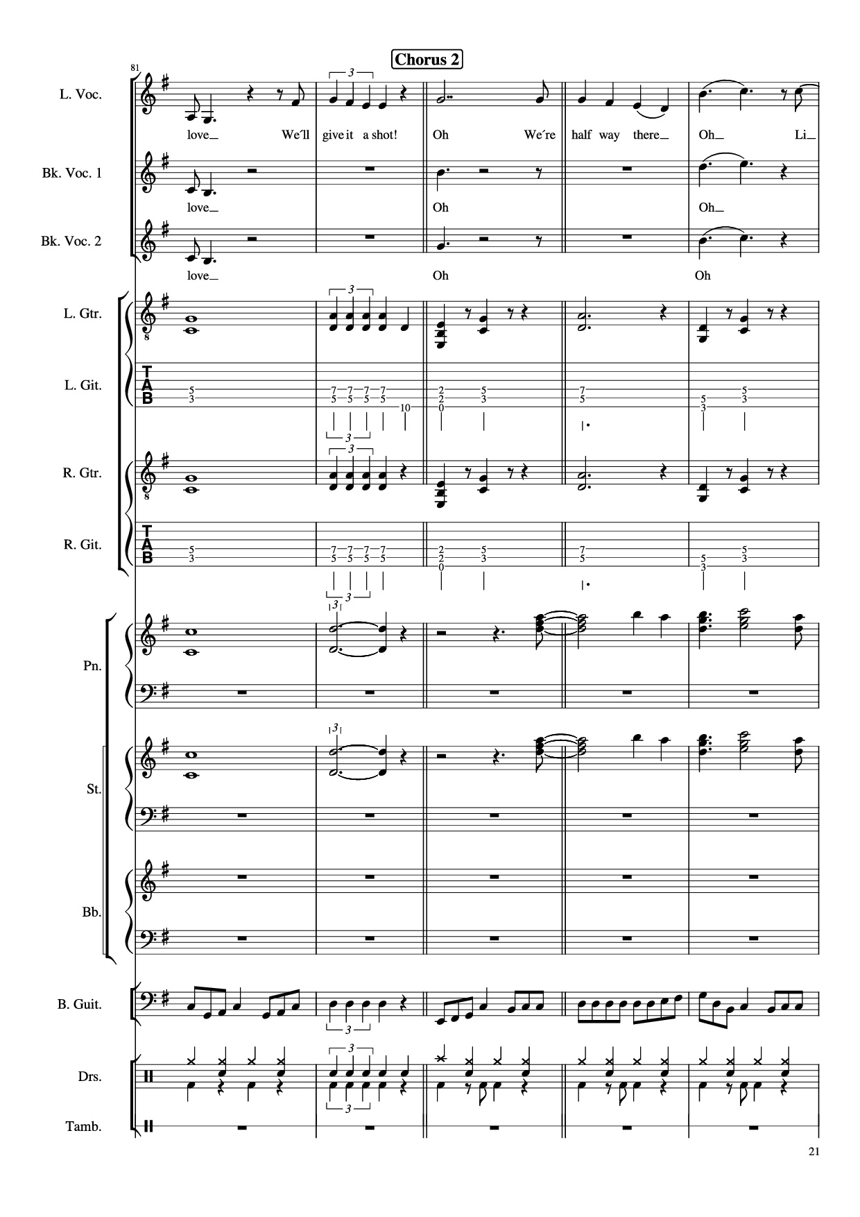 Page 21 of Sheet music PDF Piano Guitar Tab Livin