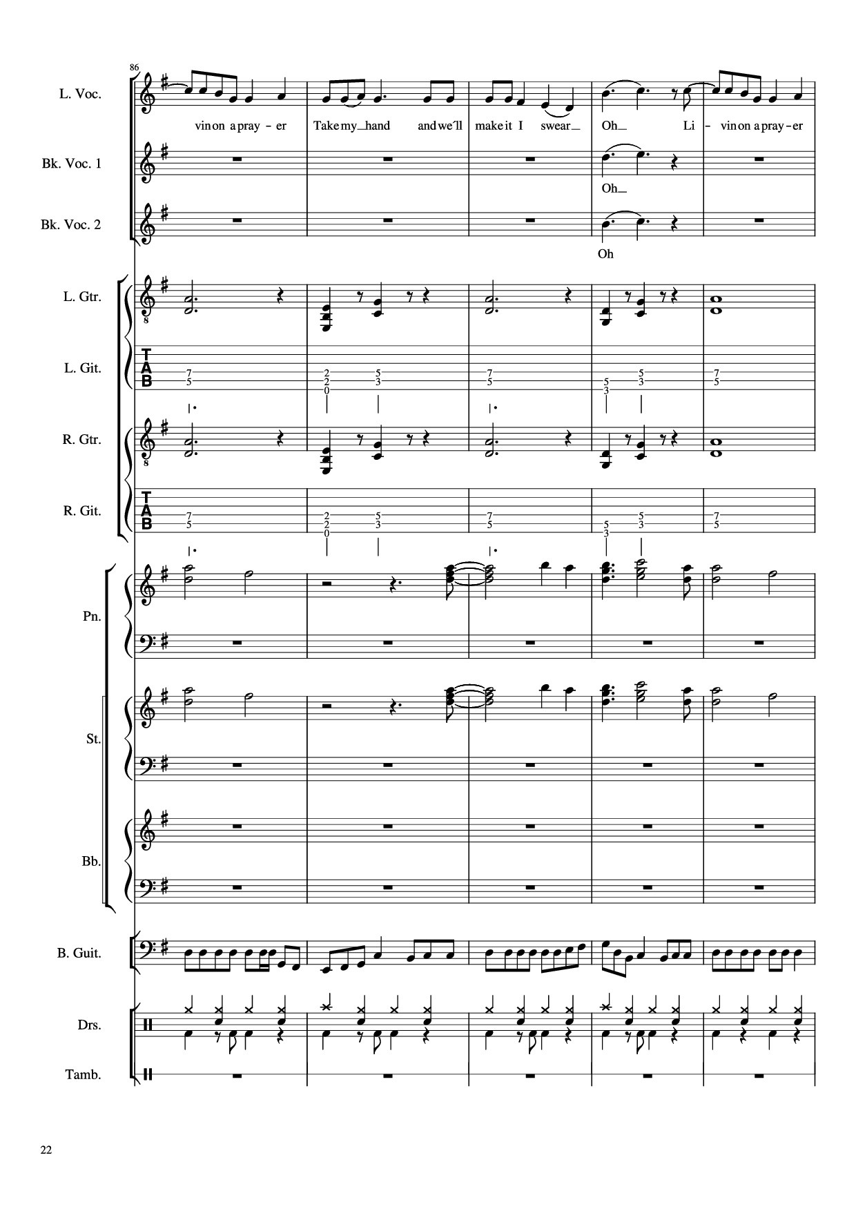 Page 22 of Sheet music PDF Piano Guitar Tab Livin