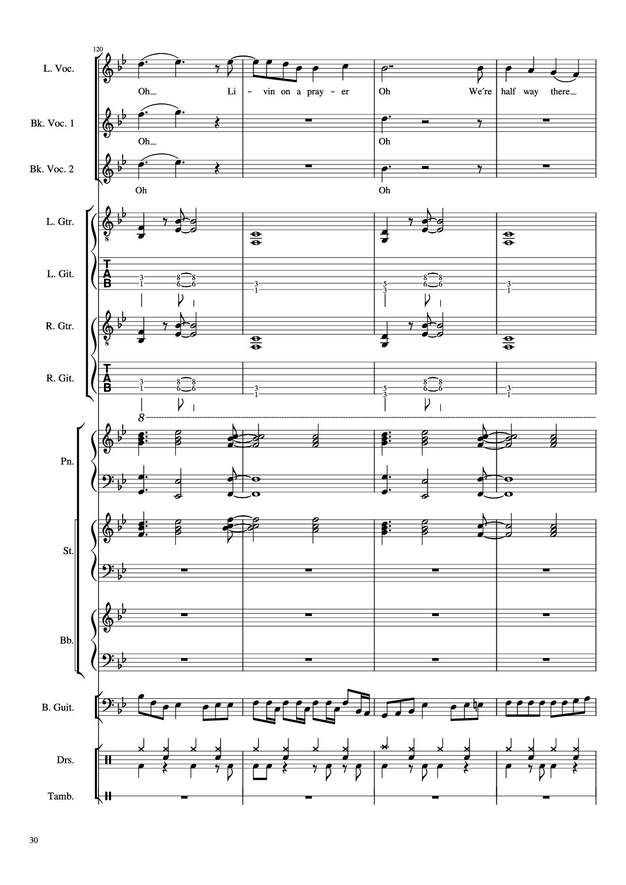 Page 30 of Sheet music PDF Piano Guitar Tab Livin