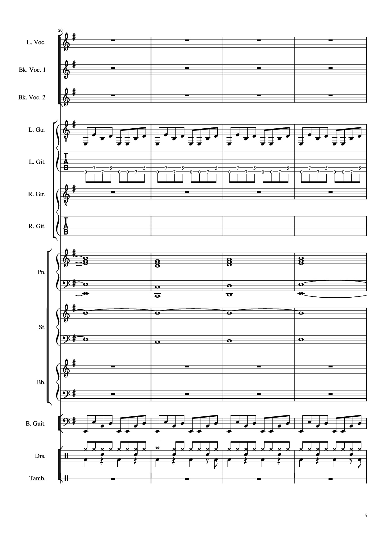 Page 5 of Sheet music PDF Piano Guitar Tab Livin