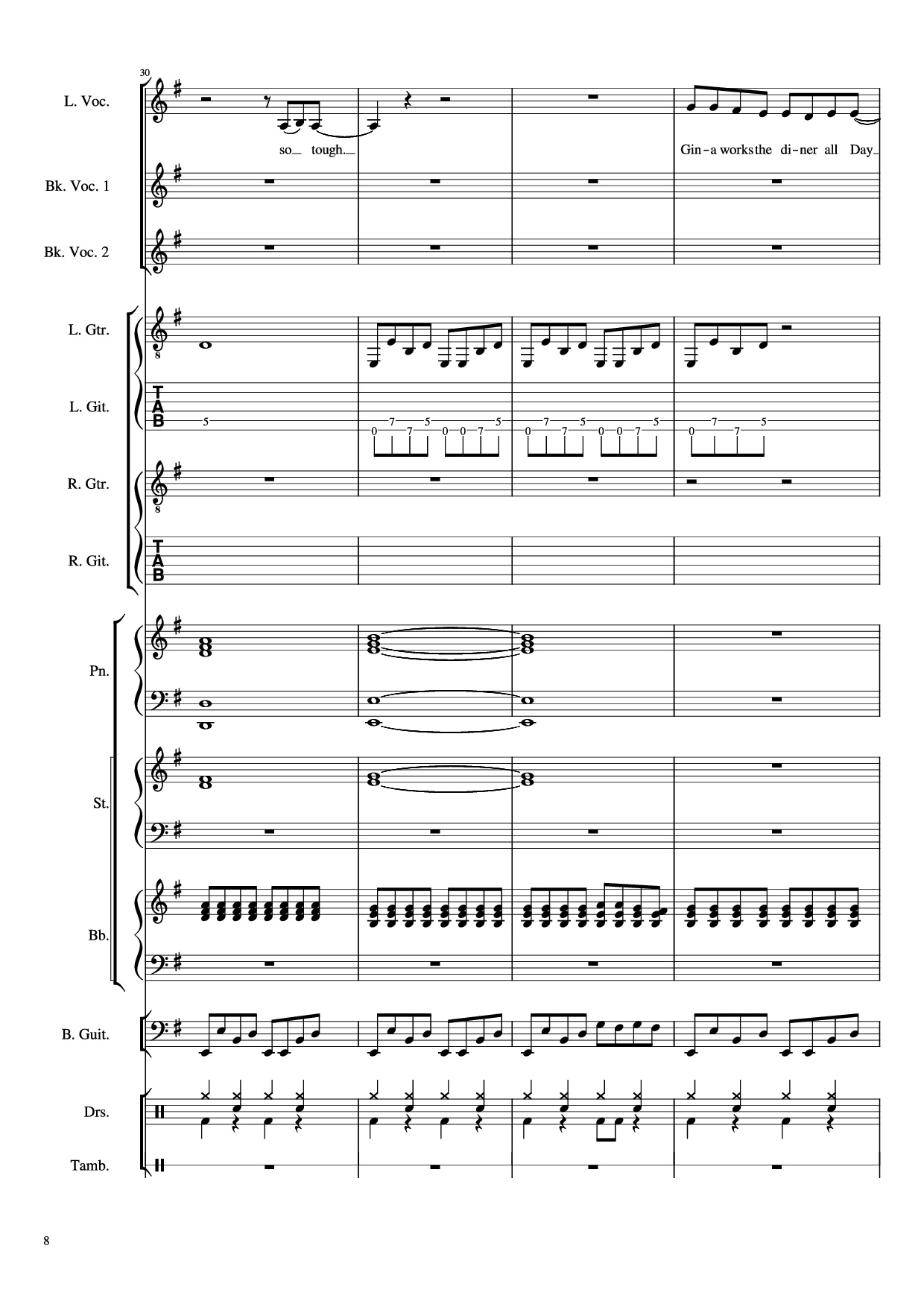 Page 8 of Sheet music PDF Piano Guitar Tab Livin