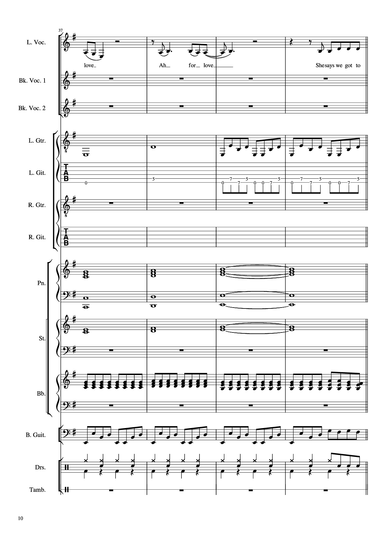 Page 10 of Sheet music PDF Piano Guitar Tab Livin