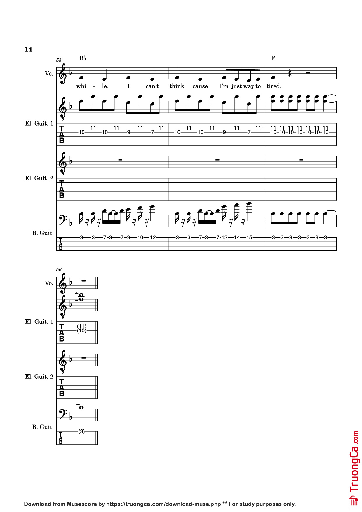 Page 14 of Sheet music PDF Guitar Tab Is this it Guitar TAB - The Strokes