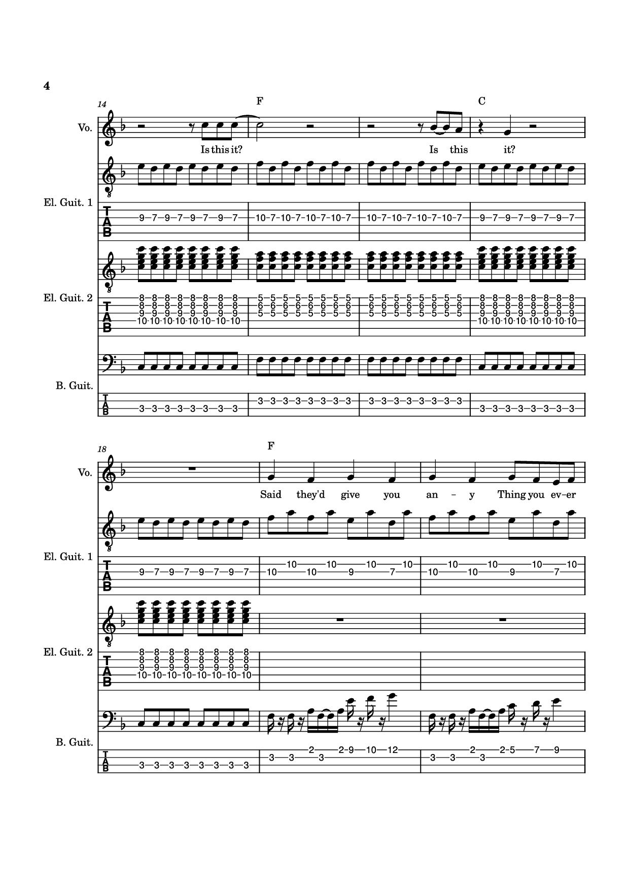 Page 4 of Sheet music PDF Guitar Tab Is this it Guitar TAB - The Strokes