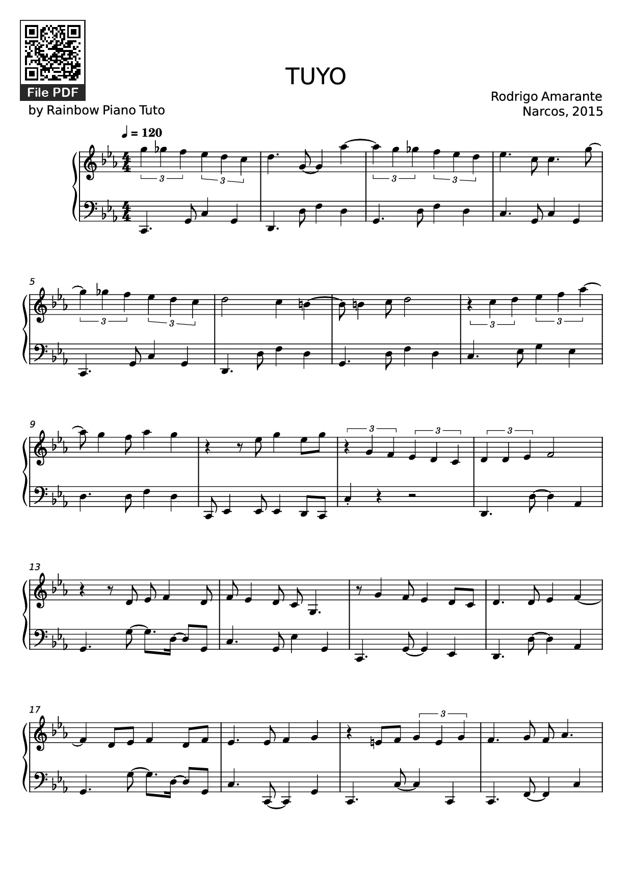 Page 1 of Sheet music PDF Piano TUYO Piano - Rodrigo Amarante