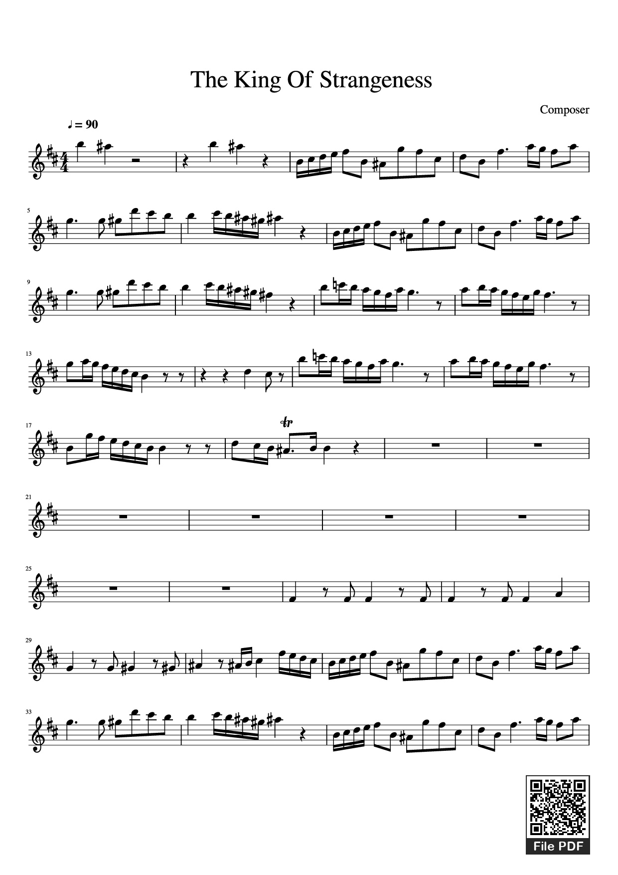 Sheet PDF of The King Of Strangeness Violin