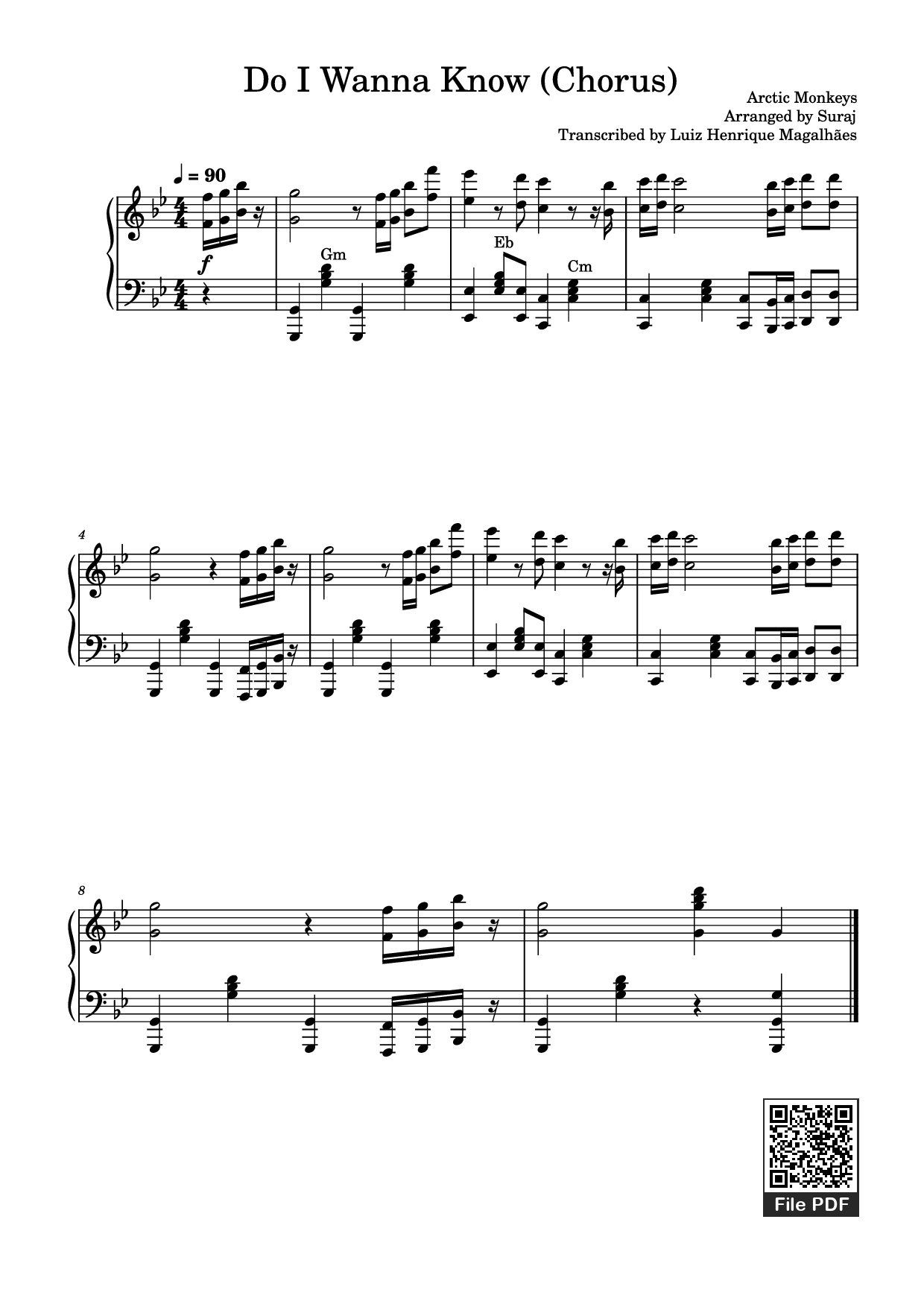 Page 1 of Sheet music PDF Piano Do I Wanna Know (Chorus) Piano - Arctic Monkeys