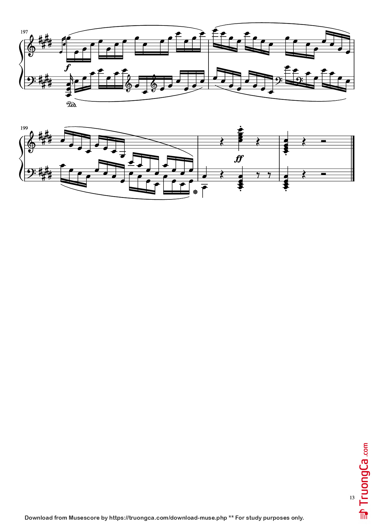 Page 13 of Sheet music PDF Piano Sonata in C# Minor, Moonlight Piano - LUDWIG VAN BEETHOVEN