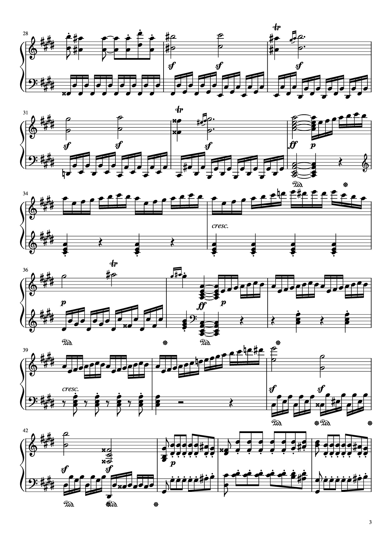 Page 3 of Sheet music PDF Piano Sonata in C# Minor, Moonlight Piano - LUDWIG VAN BEETHOVEN