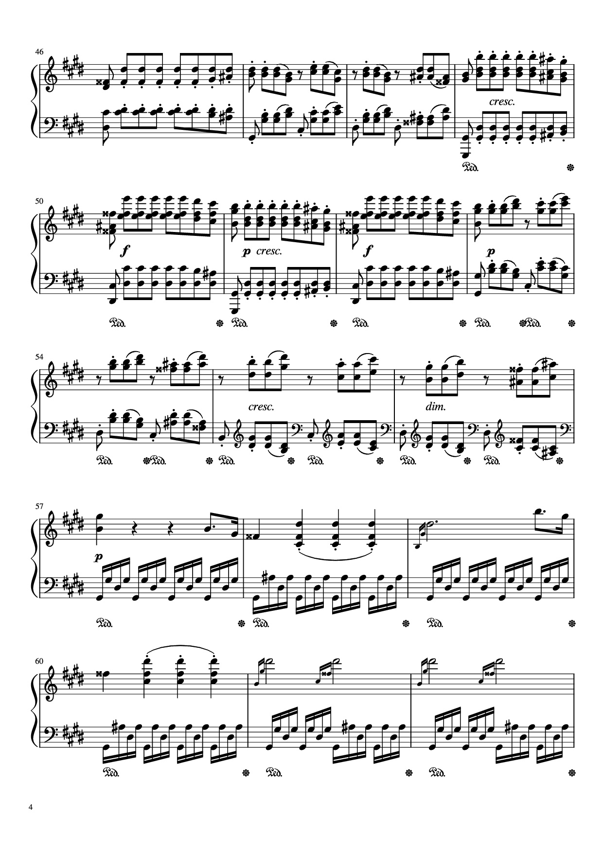 Page 4 of Sheet music PDF Piano Sonata in C# Minor, Moonlight Piano - LUDWIG VAN BEETHOVEN