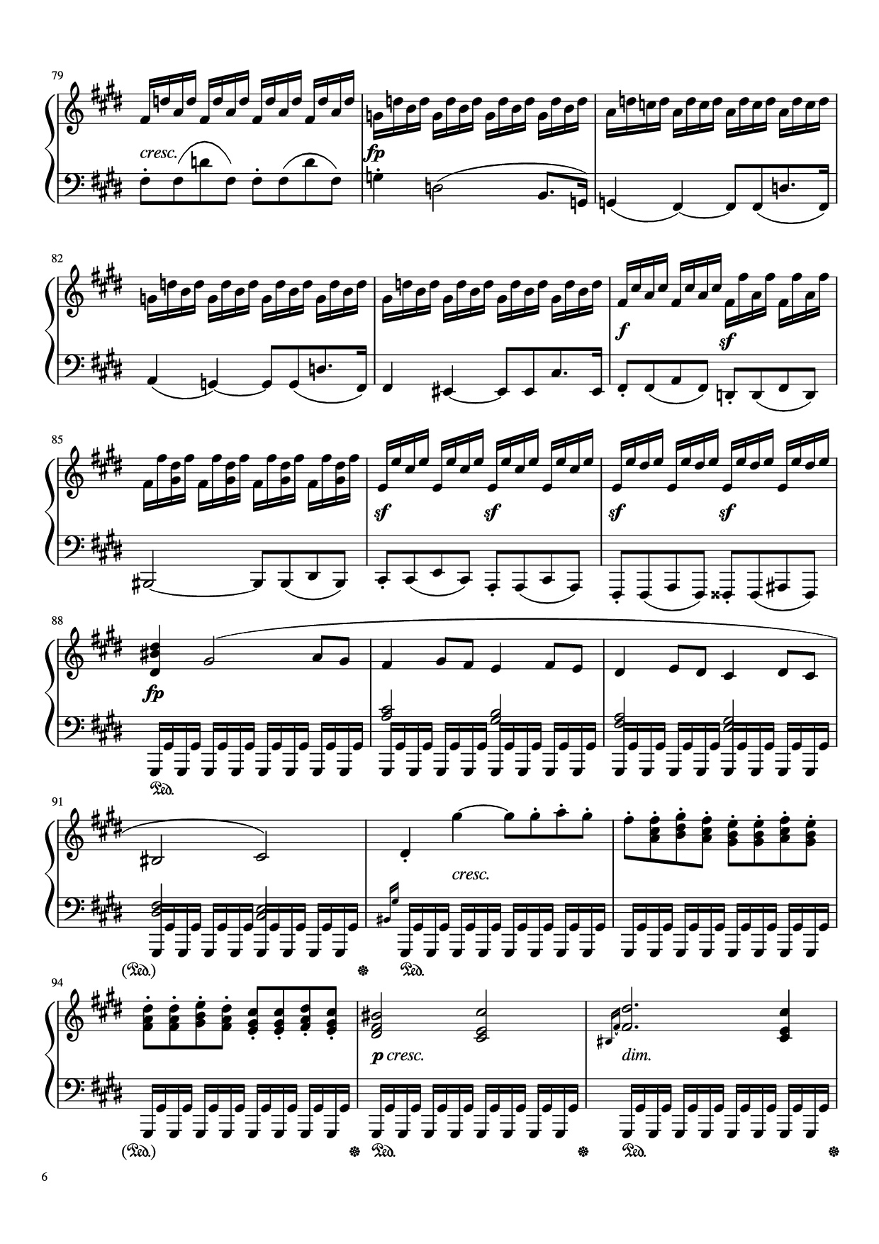 Page 6 of Sheet music PDF Piano Sonata in C# Minor, Moonlight Piano - LUDWIG VAN BEETHOVEN