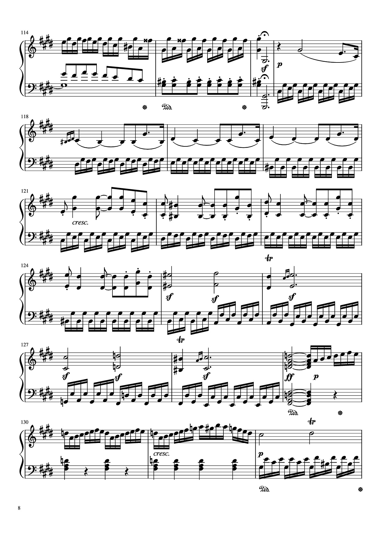 Page 8 of Sheet music PDF Piano Sonata in C# Minor, Moonlight Piano - LUDWIG VAN BEETHOVEN